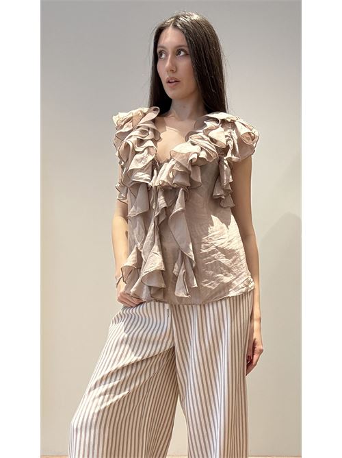 Blusa smanicata con rouches DIECI MINUTI | 932531